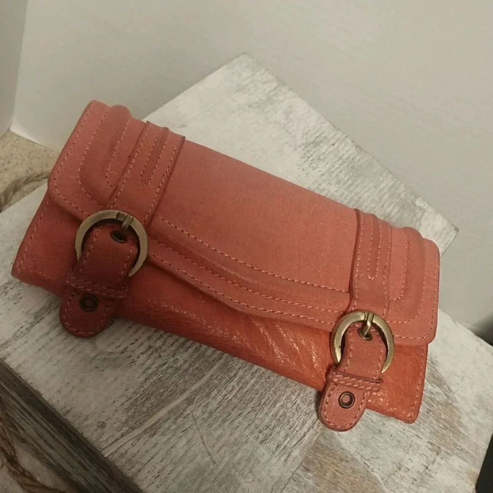 Vintage Topshop Coral Leather Wallet.